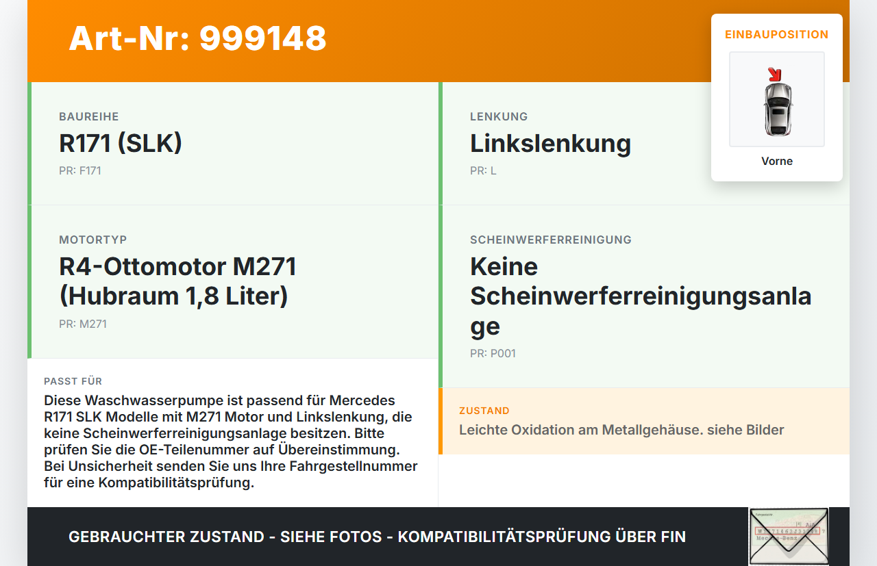 Mercedes R171 SLK 200 04-08 Waschwasserpumpe Wischwasserpumpe Waschpumpe Vorne Mercedes R171 SLK 200 04-08... Vorschau 3