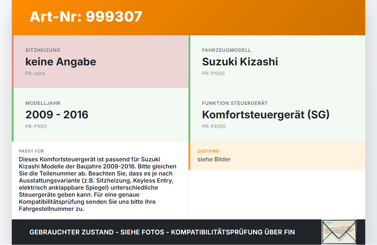 Suzuki Kizashi 09-16 Steuergerät Komfort SG Suzuki Kizashi 09-16 20.09.2012 37171-57L02 gebraucht Vorschau 3