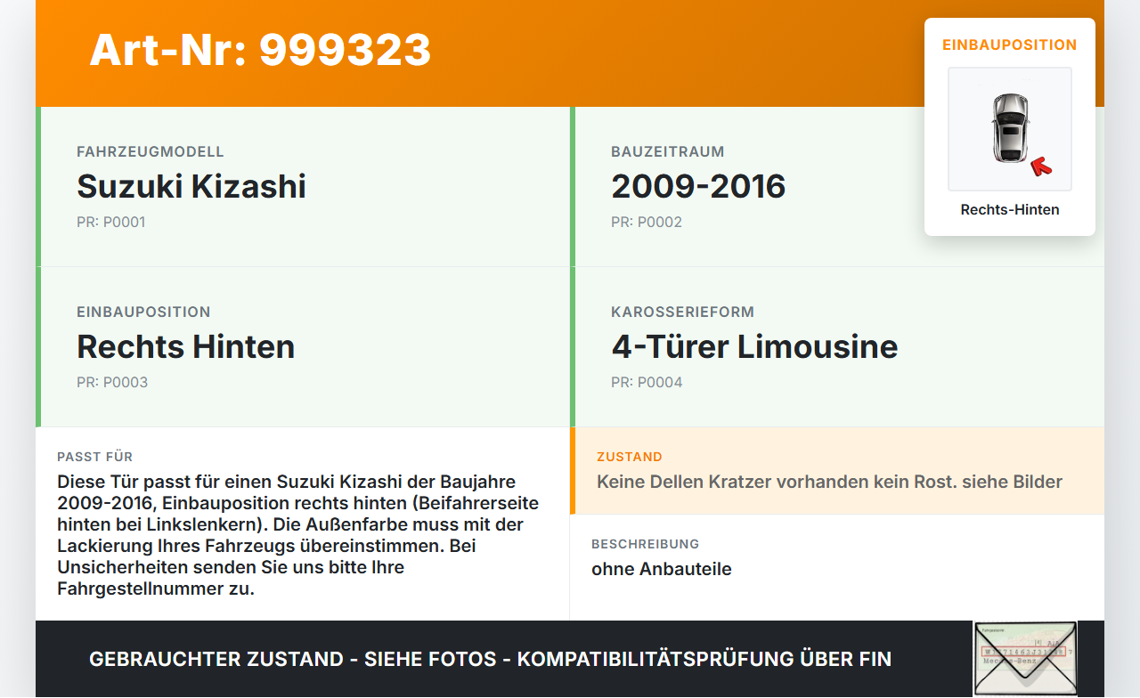 Suzuki Kizashi 09-16 Tür Rechts Hinten Suzuki Kizashi 09-16 20.09.2012 gebraucht Vorschau 3