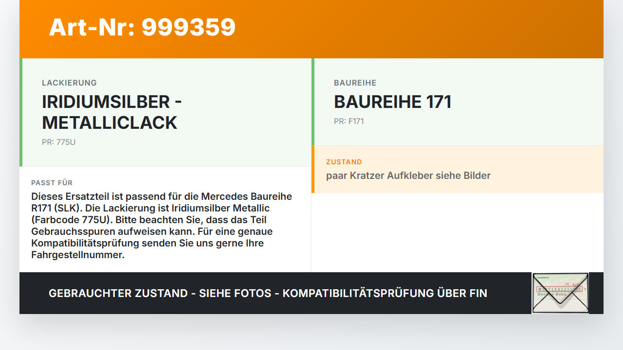 Mercedes R171 SLK 200 04-08 Tankdeckel Tankklappe 775 Mercedes R171 SLK 200 04-08 03.08.2005 A2038201997 gebraucht Vorschau 3