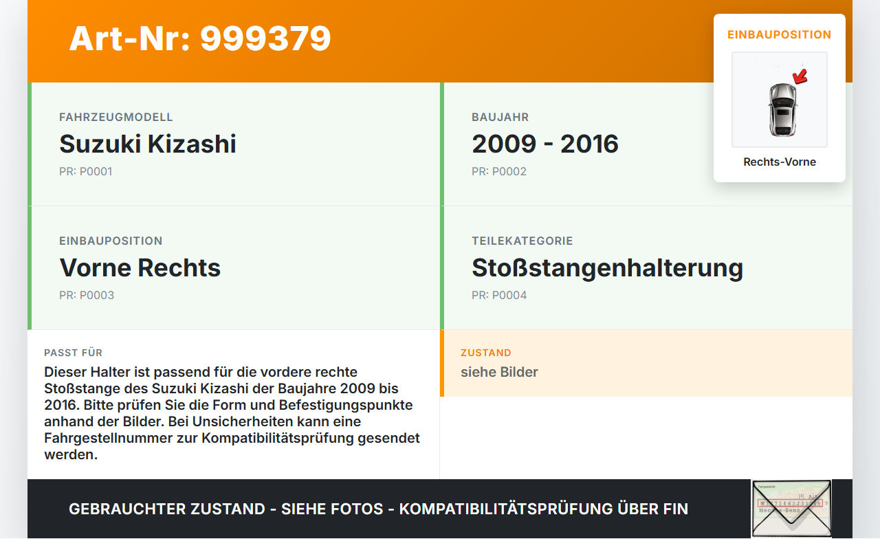 Suzuki Kizashi 09-16 Halter Träger Aufnahme Führung für Stoßstange Rechts Vorne Suzuki Kizashi 09-16 20.09.2012... Vorschau 3