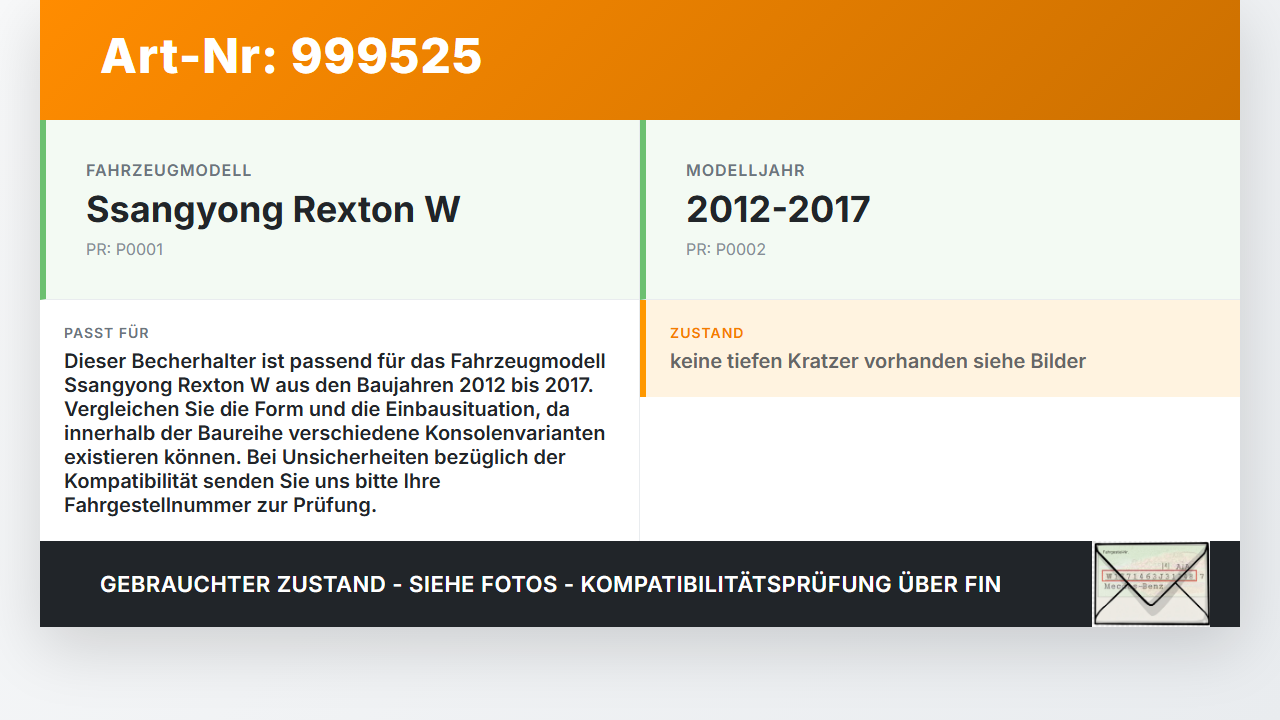 Ssangyong Rexton W RJ 12-17 Becherhalter Getränkehalter Ssangyong Rexton W RJ 12-17 07.09.2016 gebraucht Vorschau 3