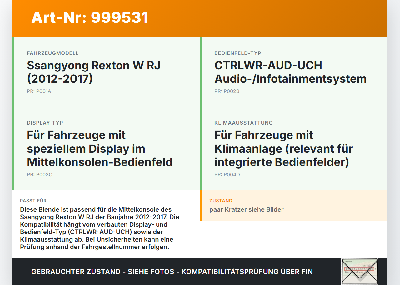 Ssangyong Rexton W RJ 12-17 Blende Einbaurahmen für Mittelkonsole Display BEdienteil Ssangyong Rexton W RJ 12-17... Vorschau 3