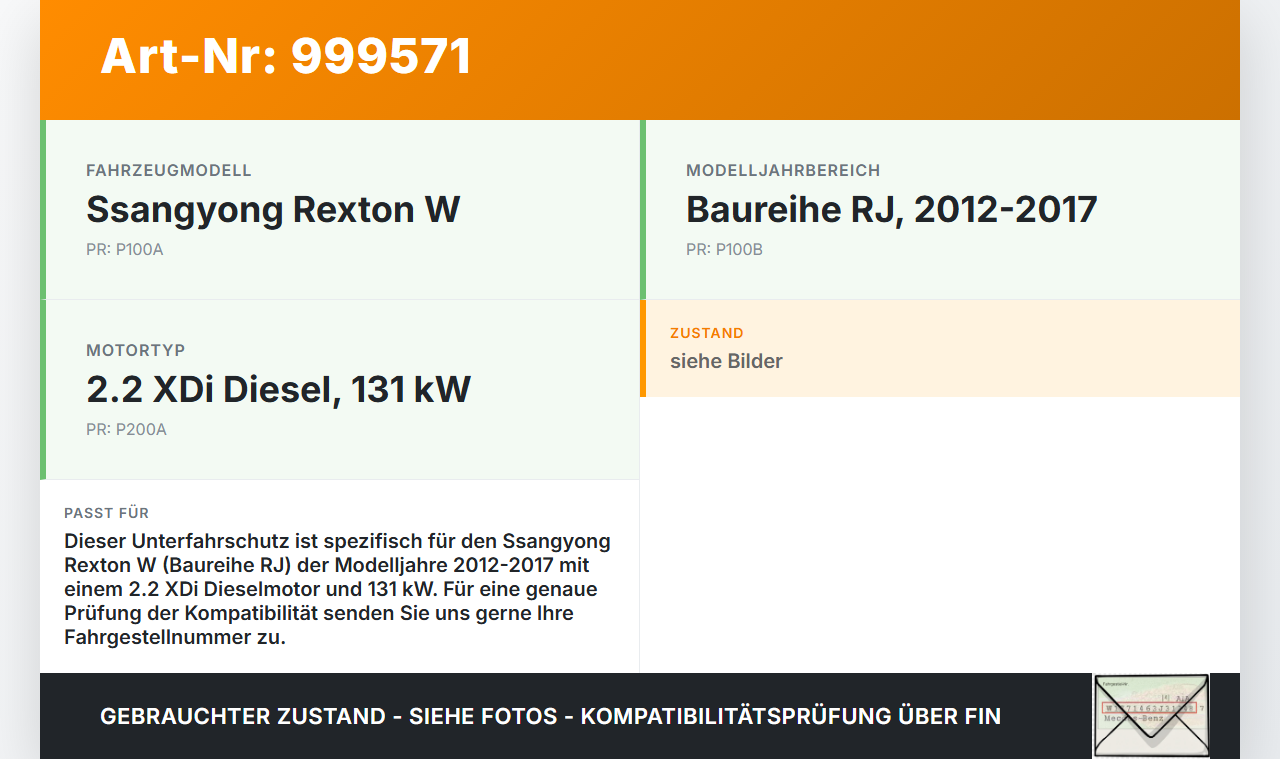 Ssangyong Rexton W RJ 12-17 XDi 2,2 131KW Unterfahrschutz Ssangyong Rexton W RJ 12-17 07.09.2016 gebraucht Vorschau 3