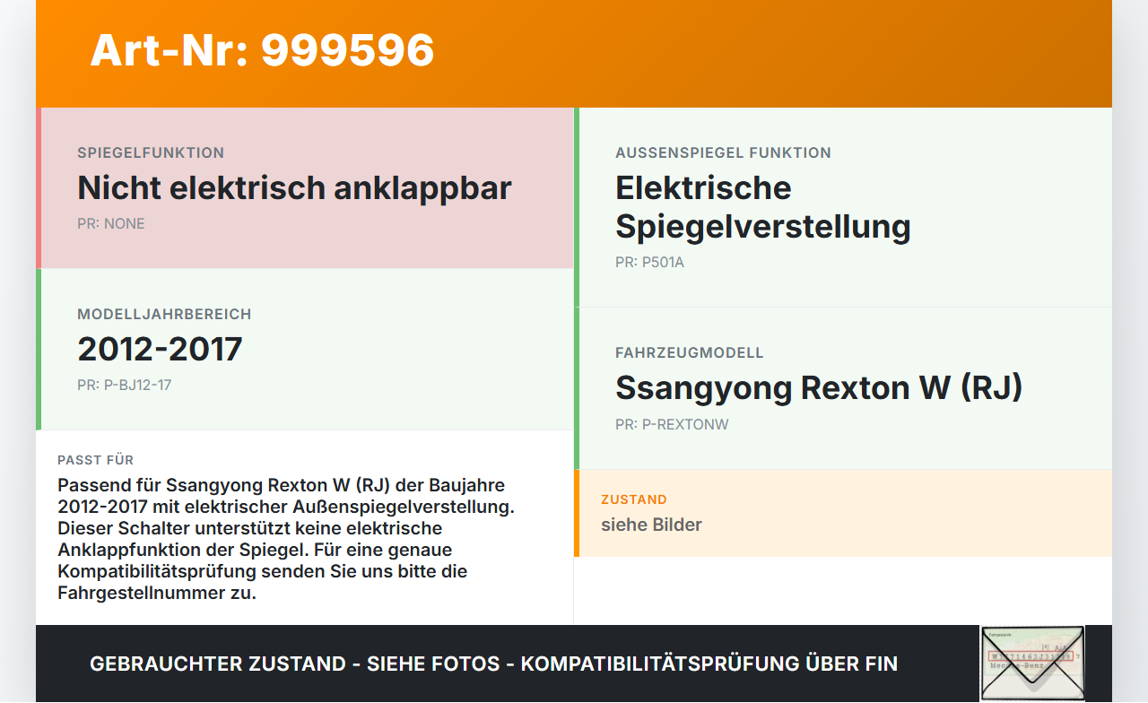 Ssangyong Rexton W RJ 12-17 Spiegelverstellung Aussenspiegel Schalter Ssangyong Rexton W RJ 12-17 07.09.2016... Vorschau 3