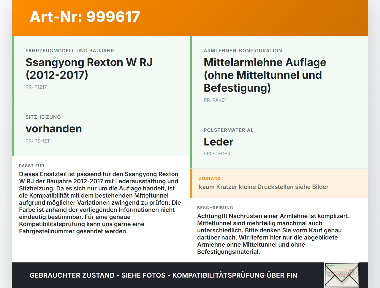 Ssangyong Rexton W RJ 12-17 Armlehne Mittelarmlehne Auflage Ssangyong Rexton W RJ 12-17 07.09.2016 gebraucht Vorschau 3
