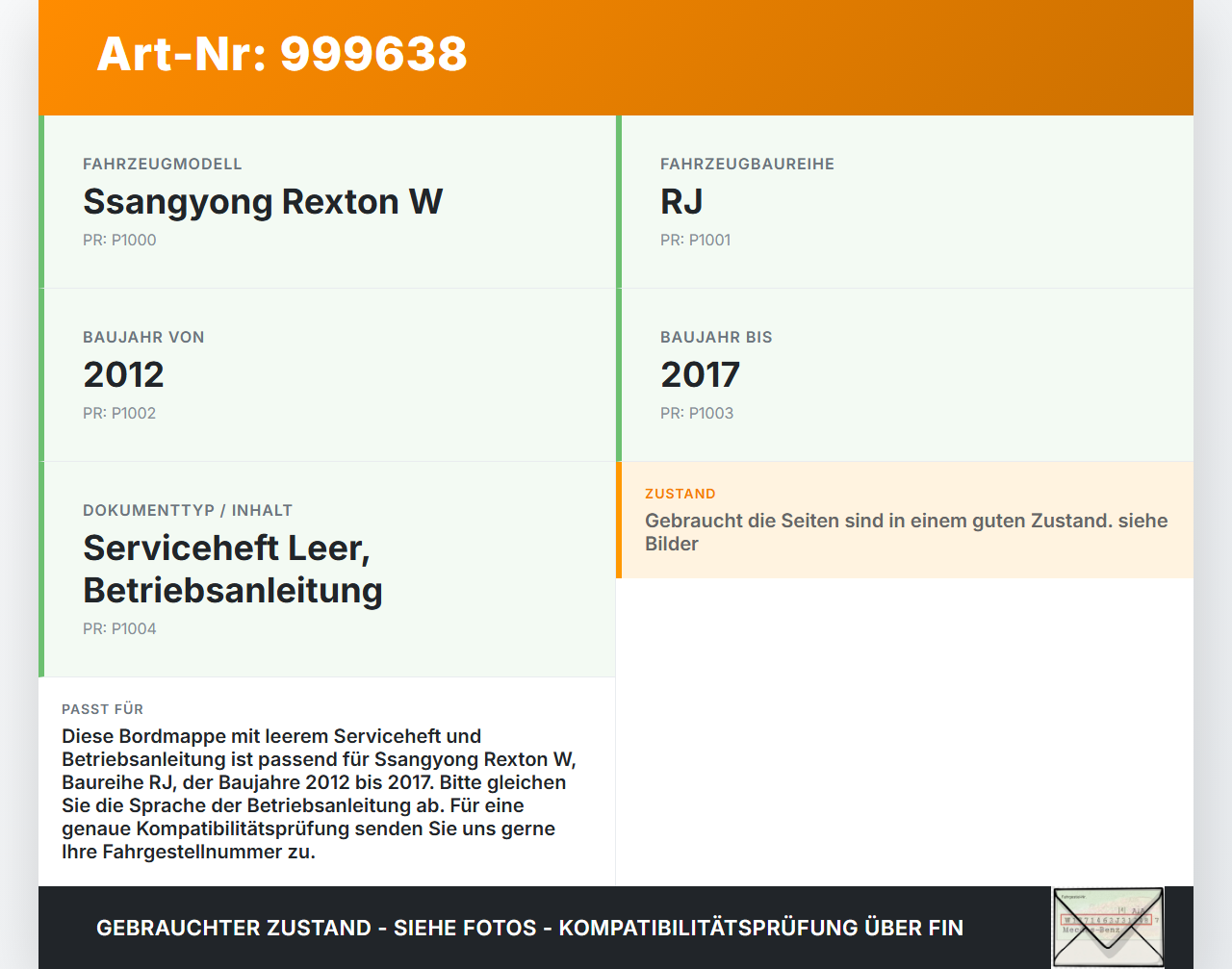Ssangyong Rexton W RJ 12-17 Serviceheft Leer Betriebsanleitung Anleitung Bordmappe Ssangyong Rexton W RJ 12-17... Vorschau 3