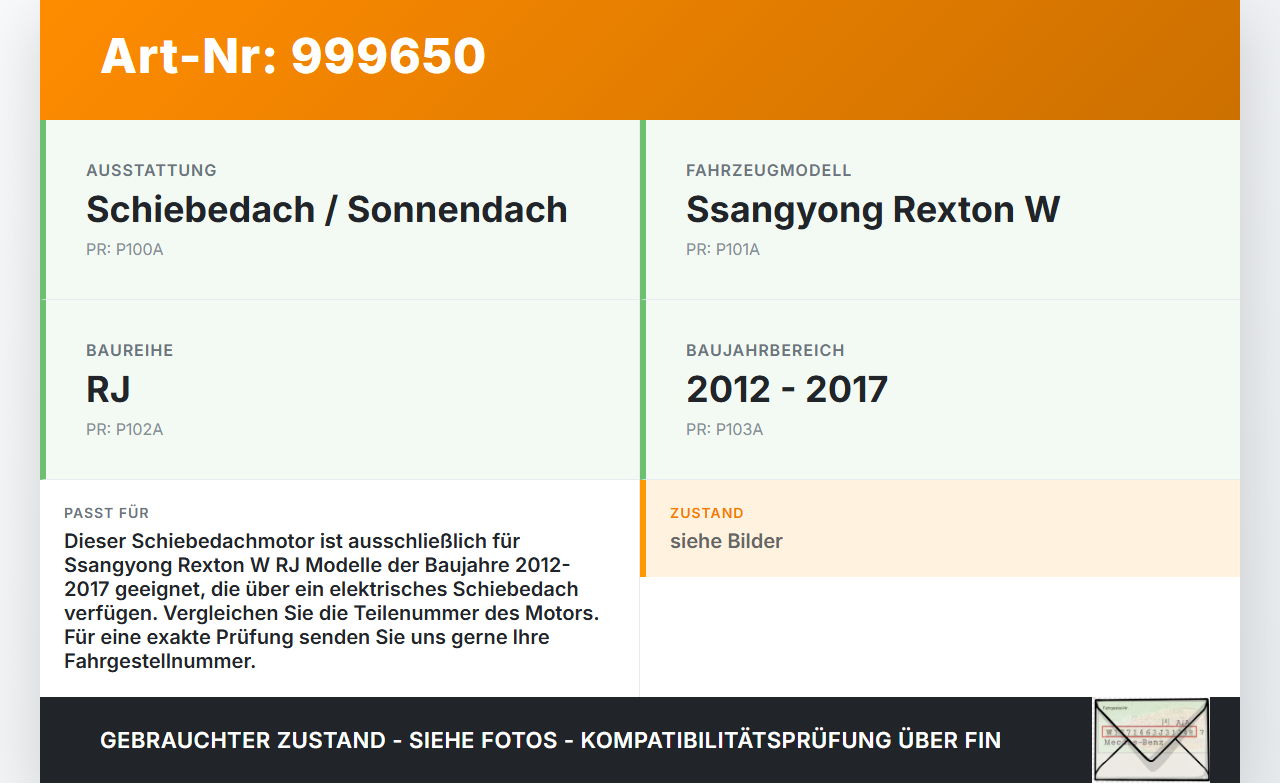 Ssangyong Rexton W RJ 12-17 Schiebedachmotor Ssangyong Rexton W RJ 12-17 07.09.2016 gebraucht Vorschau 3
