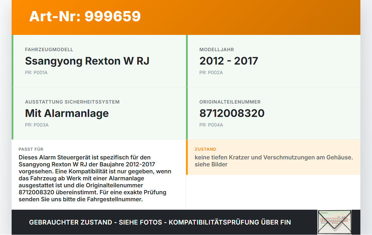 Ssangyong Rexton W RJ 12-17 Alarm Steuergerät für Alarmanlage Ssangyong Rexton W RJ 12-17 07.09.2016 8712008320... Vorschau 3