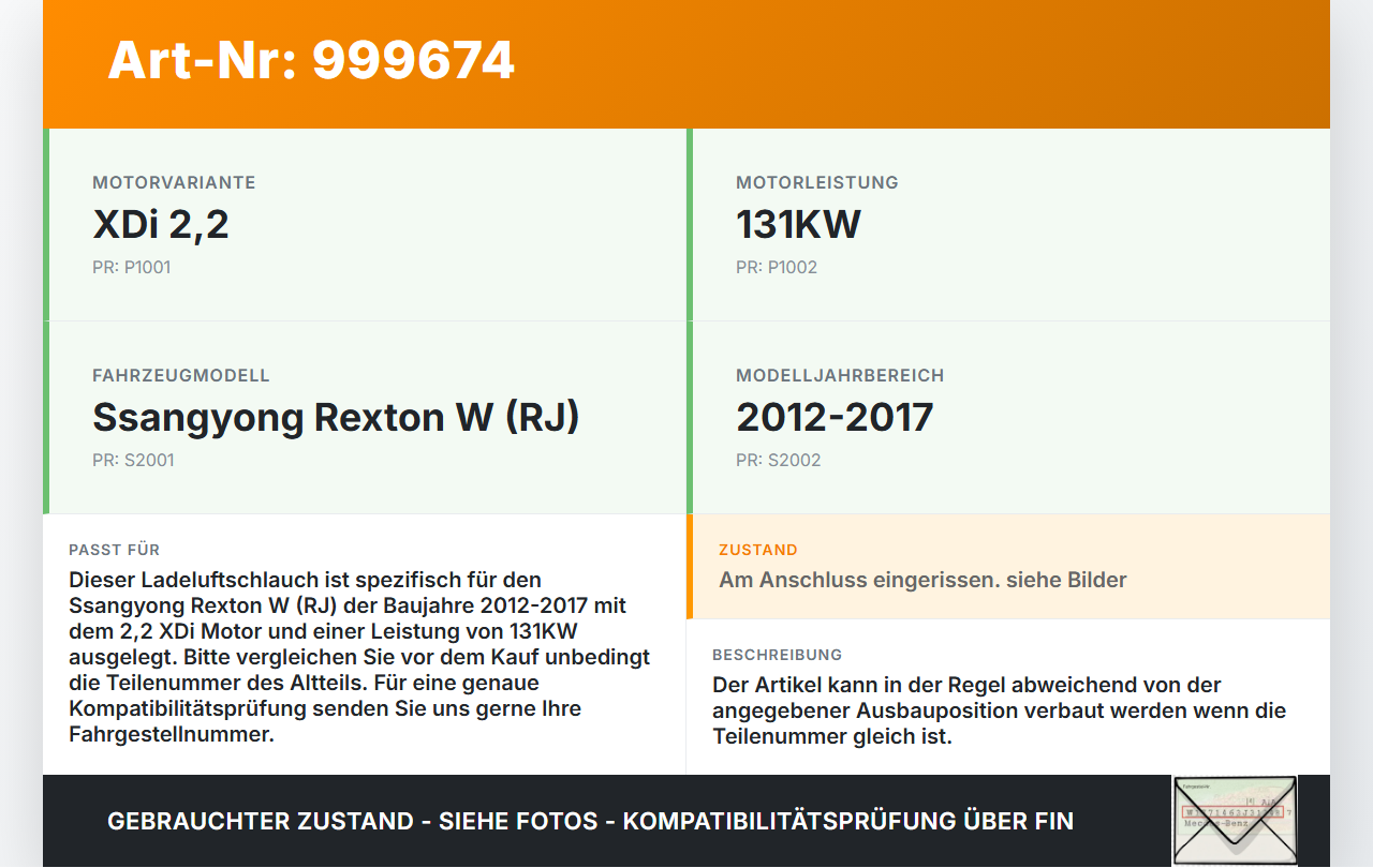 Ssangyong Rexton W RJ 12-17 XDi 2,2 131KW Ansaugrohr Ladeluftschlauch Luftschlauch Pos.1 Ssangyong Rexton W RJ... Vorschau 3