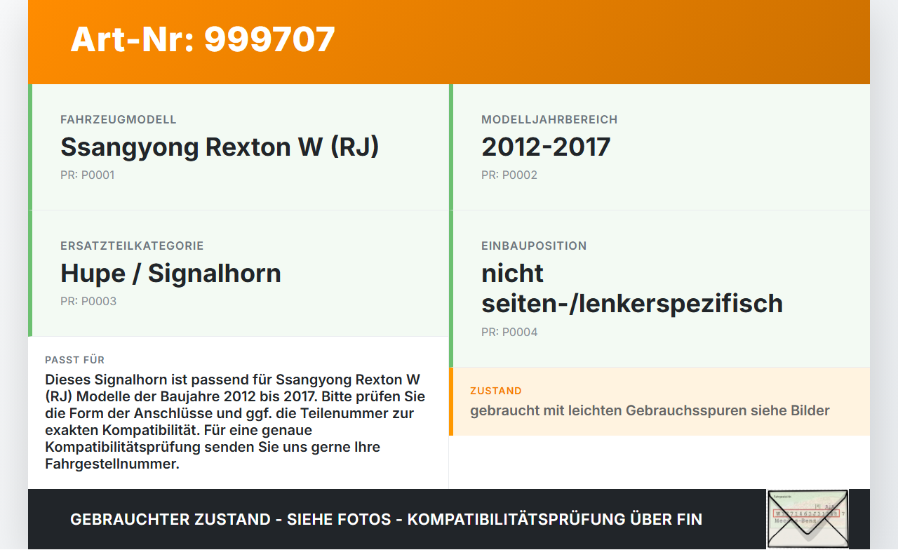 Ssangyong Rexton W RJ 12-17 Hupe Signalhorn Ssangyong Rexton W RJ 12-17 07.09.2016 gebraucht Vorschau 3