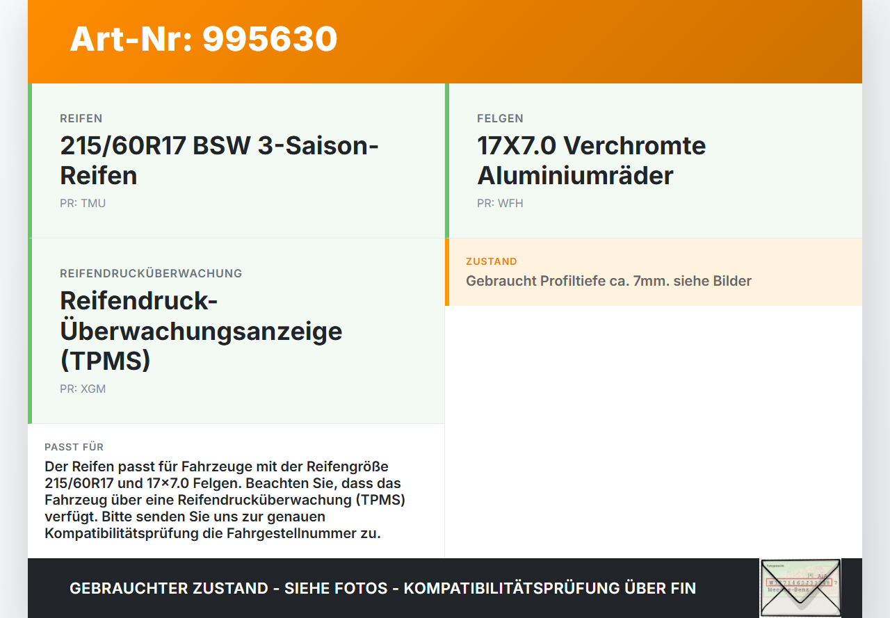 Jeep Renegade 18-24 2x Reifen Sommerreifen Kumho 215/60R17 96H 6.96-7.11mm Jeep Renegade 18-24 23.01.2019 gebraucht Vorschau 3