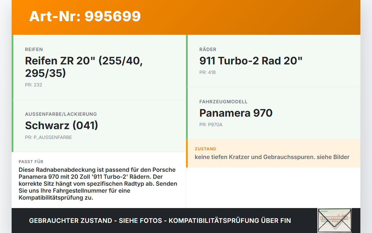 Porsche Panamera 970 10-16 Radnabenabdeckung Rad Nabenabdeckung Nabenblende Pos.1 Porsche Panamera 970 10-16... Vorschau 3