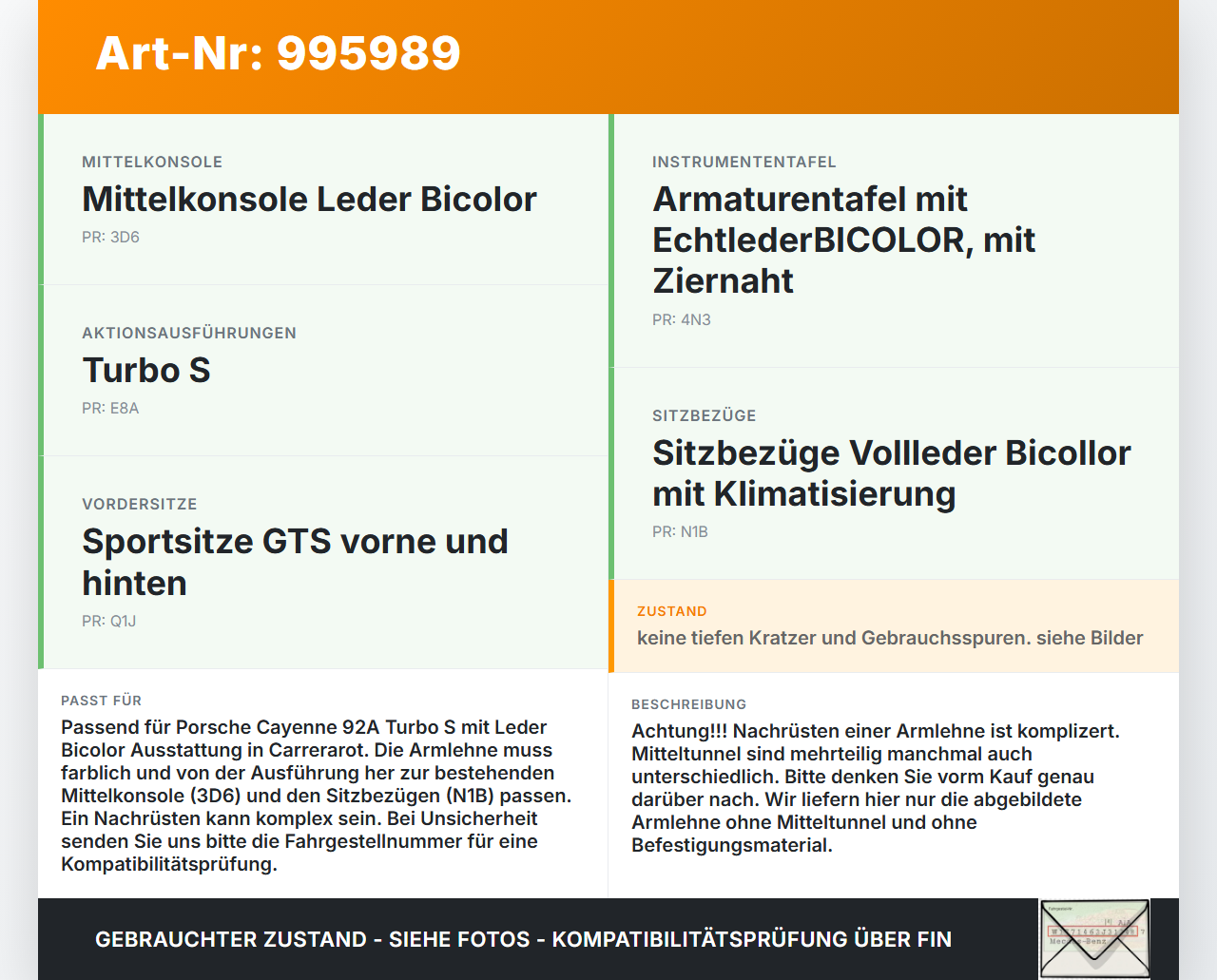 Porsche Cayenne 92A Turbo S Mittelarmlehne Armlehne Auflage Leder Carrerarot Porsche Cayenne 92A Turbo S 20.06.2014... Vorschau 3