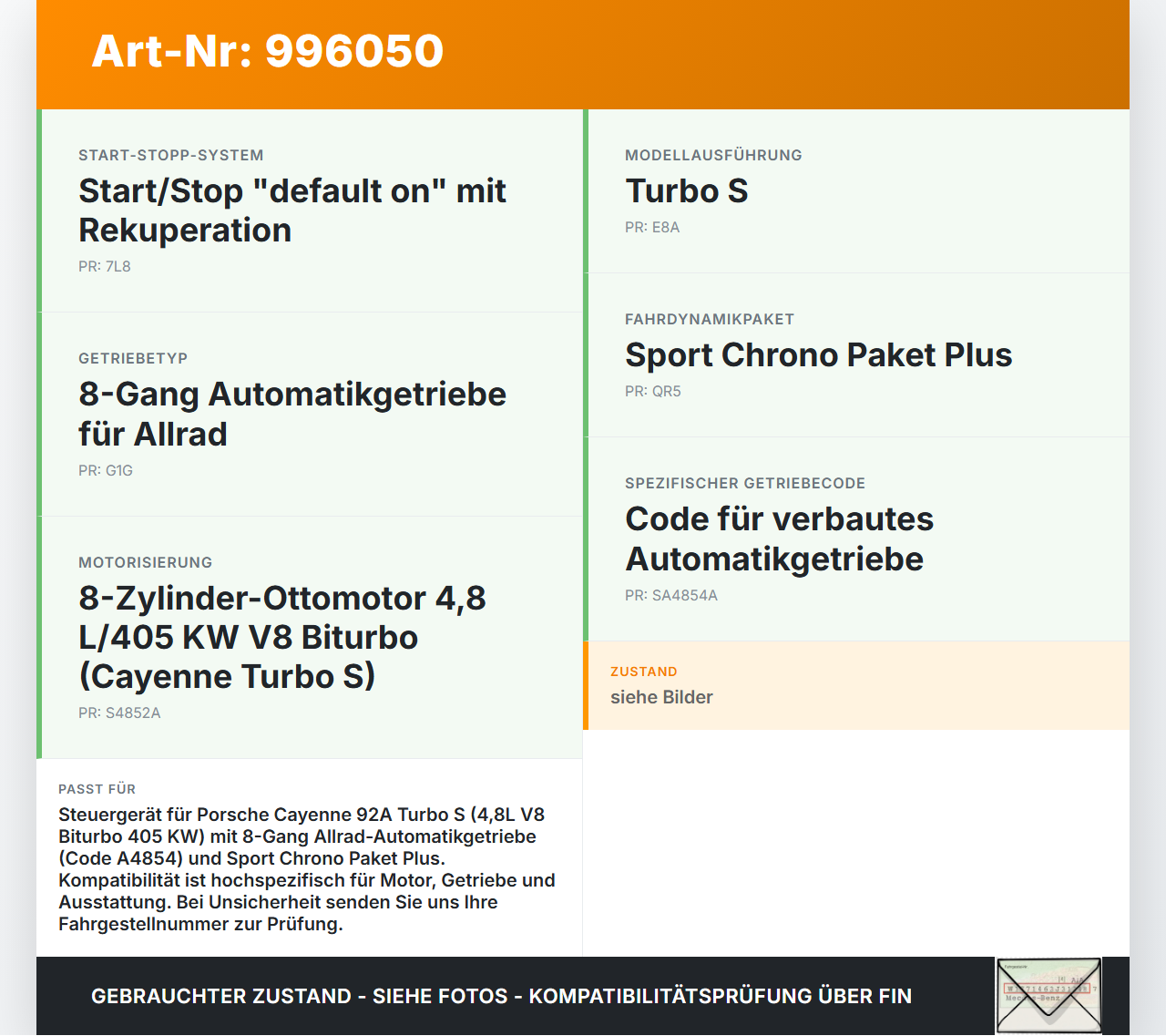 Porsche Cayenne 92A Turbo S 4,8 405KW Steuergerät für Getriebe Getriebesteuerung Porsche Cayenne 92A Turbo S... Vorschau 3