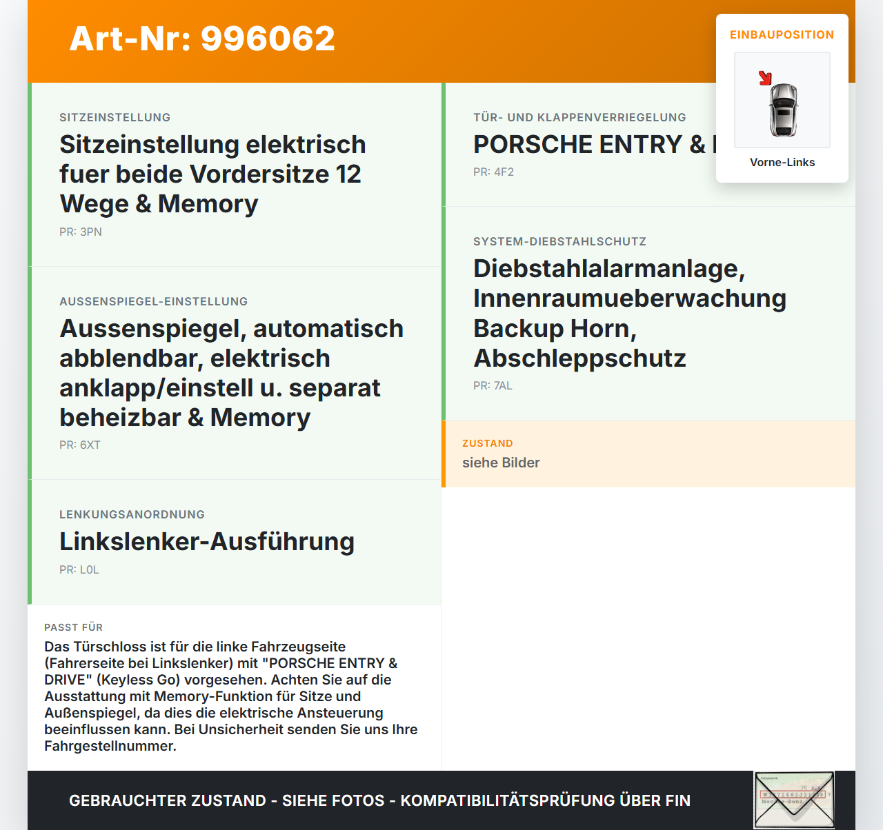 Porsche Cayenne 92A Turbo S Türschloss Stellmotor ZV Schloss Vorne Links Porsche Cayenne 92A Turbo S 20.06.2014... Vorschau 3