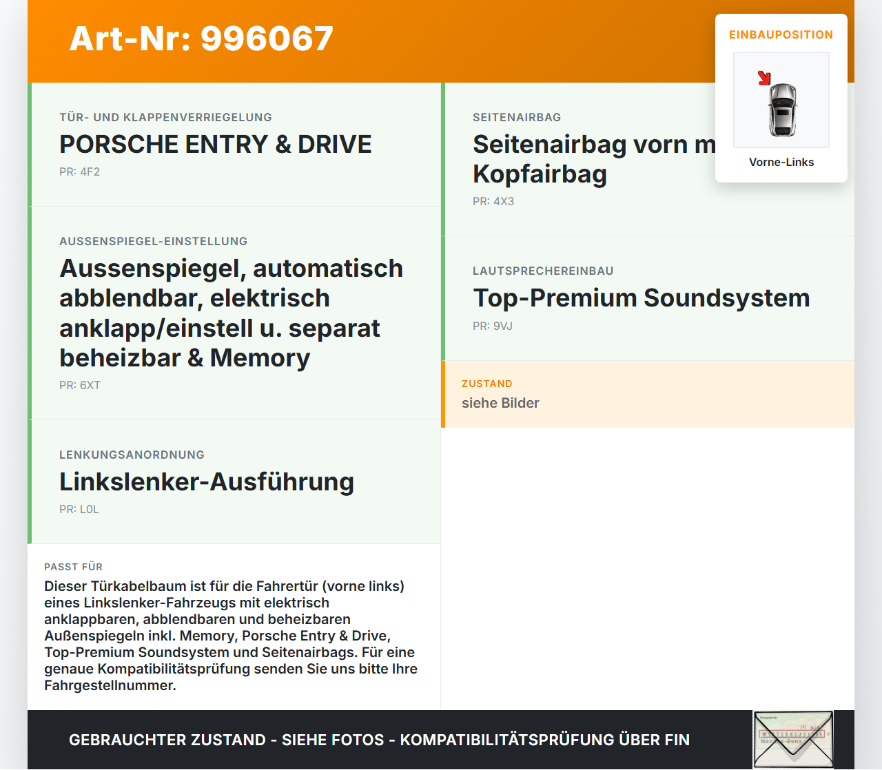 Porsche Cayenne 92A Turbo S Kabelbaum Türkabelbaum für Tür Vorne Links Porsche Cayenne 92A Turbo S 20.06.2014... Vorschau 3