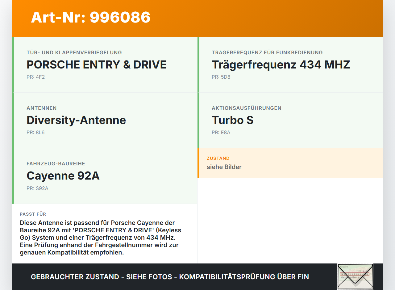 Porsche Cayenne 92A Turbo S Antenne Keyless Empfänger Porsche Cayenne 92A Turbo S 20.06.2014 7PP962132A... Vorschau 3
