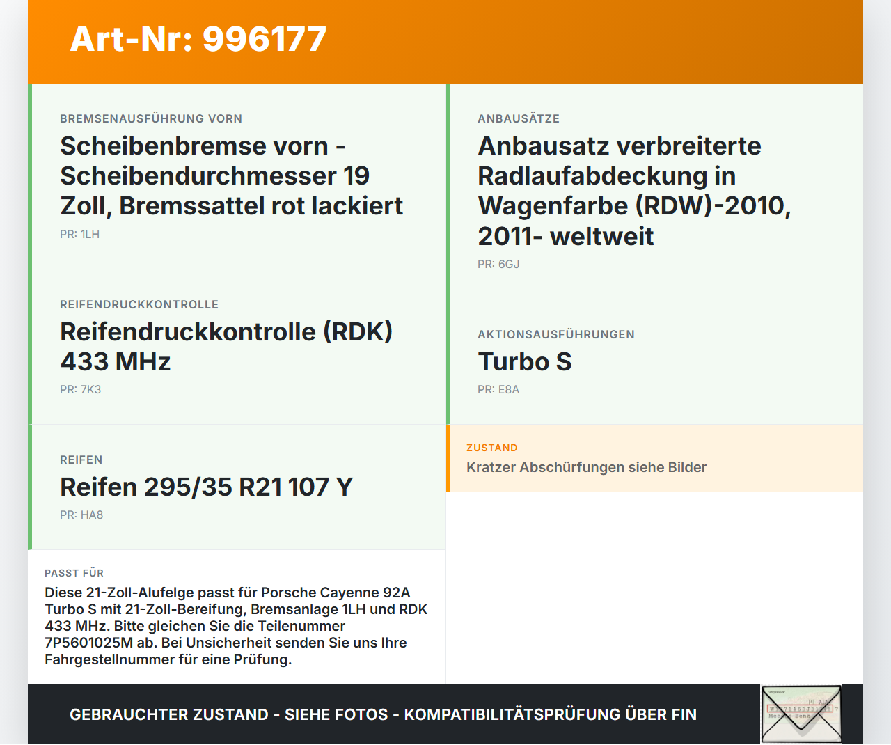 Porsche Cayenne 92A Turbo S 1x Felge Alufelge 5X130 10X21Zoll ET50 Porsche Cayenne 92A Turbo S 20.06.2014... Vorschau 3