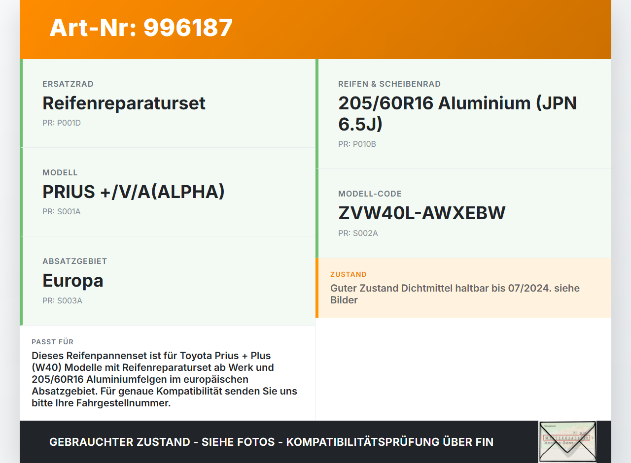 Toyota Prius + Plus W40 Reifenpannenset Kompressor mit Dichtmittel Toyota Prius + Plus W40 15.11.2015 4489052021... Vorschau 3