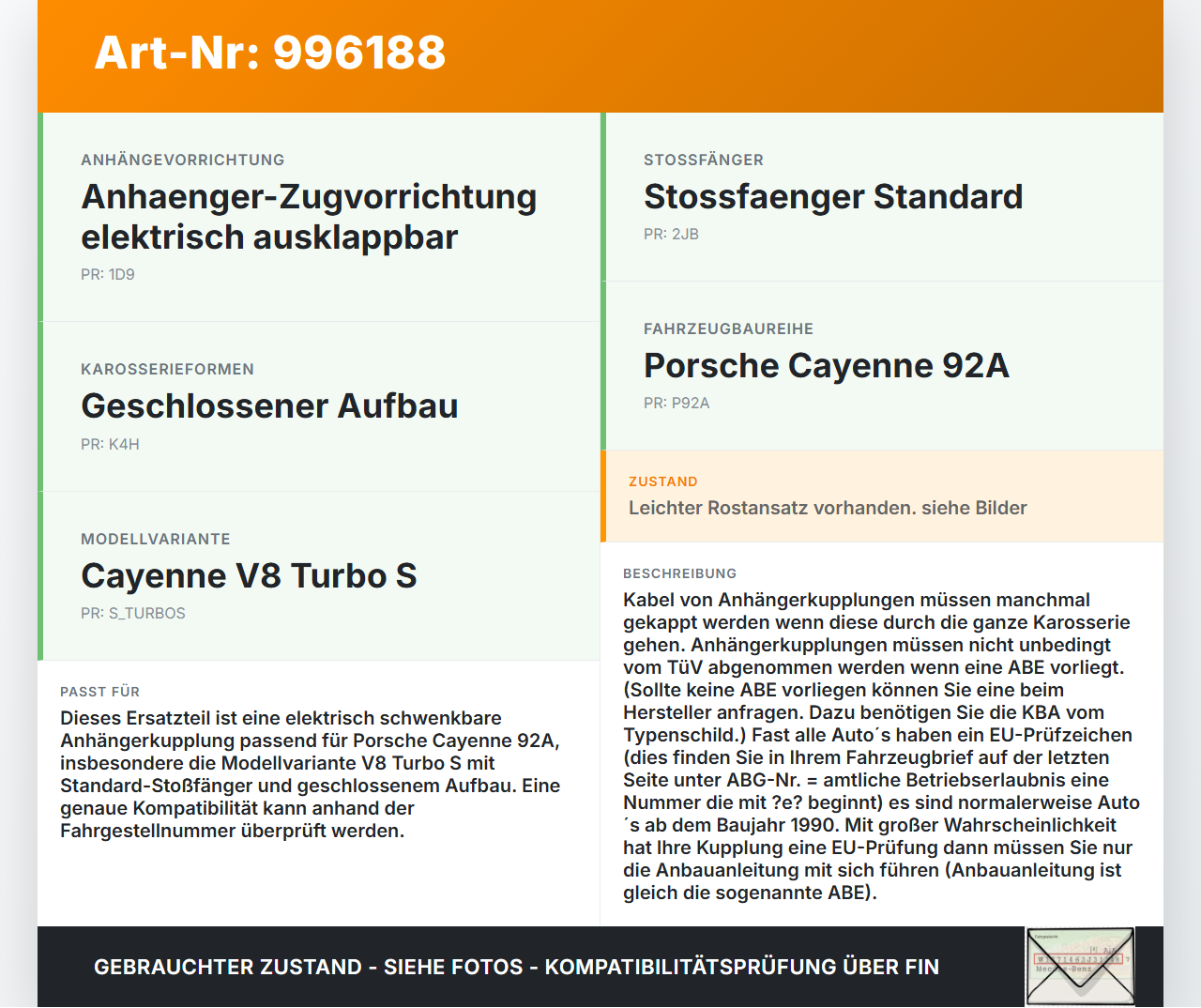 Porsche Cayenne 92A Turbo S Anhängerkupplung AHK Schwenkbar Porsche Cayenne 92A Turbo S 20.06.2014 95872200500... Vorschau 3