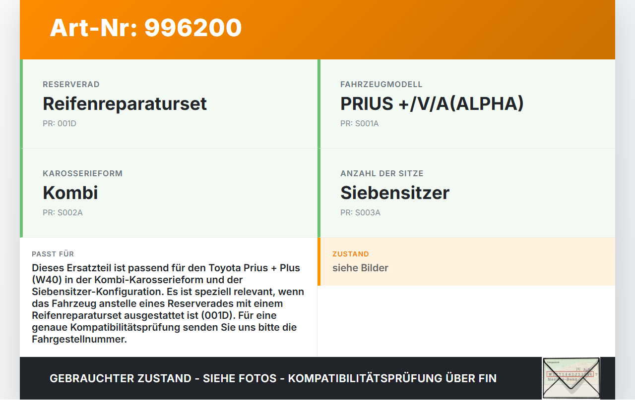 Toyota Prius + Plus W40 Kombi Tasche Verbandskasten Warndreieck Weste Toyota Prius + Plus W40 15.11.2015 gebraucht Vorschau 3