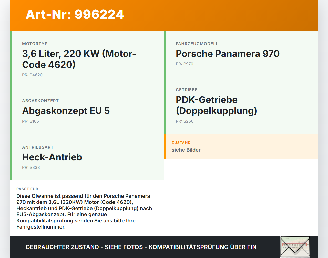 Porsche Panamera 970 10-16 3,6 220KW 46.20 Ölwanne Motorwanne Unterteil Porsche Panamera 970 10-16 19.08.2011... Vorschau 3