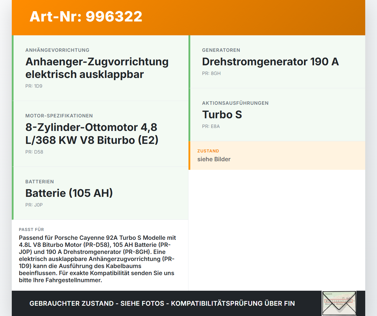 Porsche Cayenne 92A Turbo S Kabelbaum für Batterie Stromverteiler Sicherungspunkt Porsche Cayenne 92A Turbo S... Vorschau 3