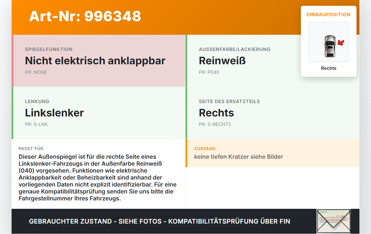 Toyota Prius + Plus W40 Spiegel Aussenspiegel Rechts 040 Toyota Prius + Plus W40 15.11.2015 8793147270 gebraucht Vorschau 3