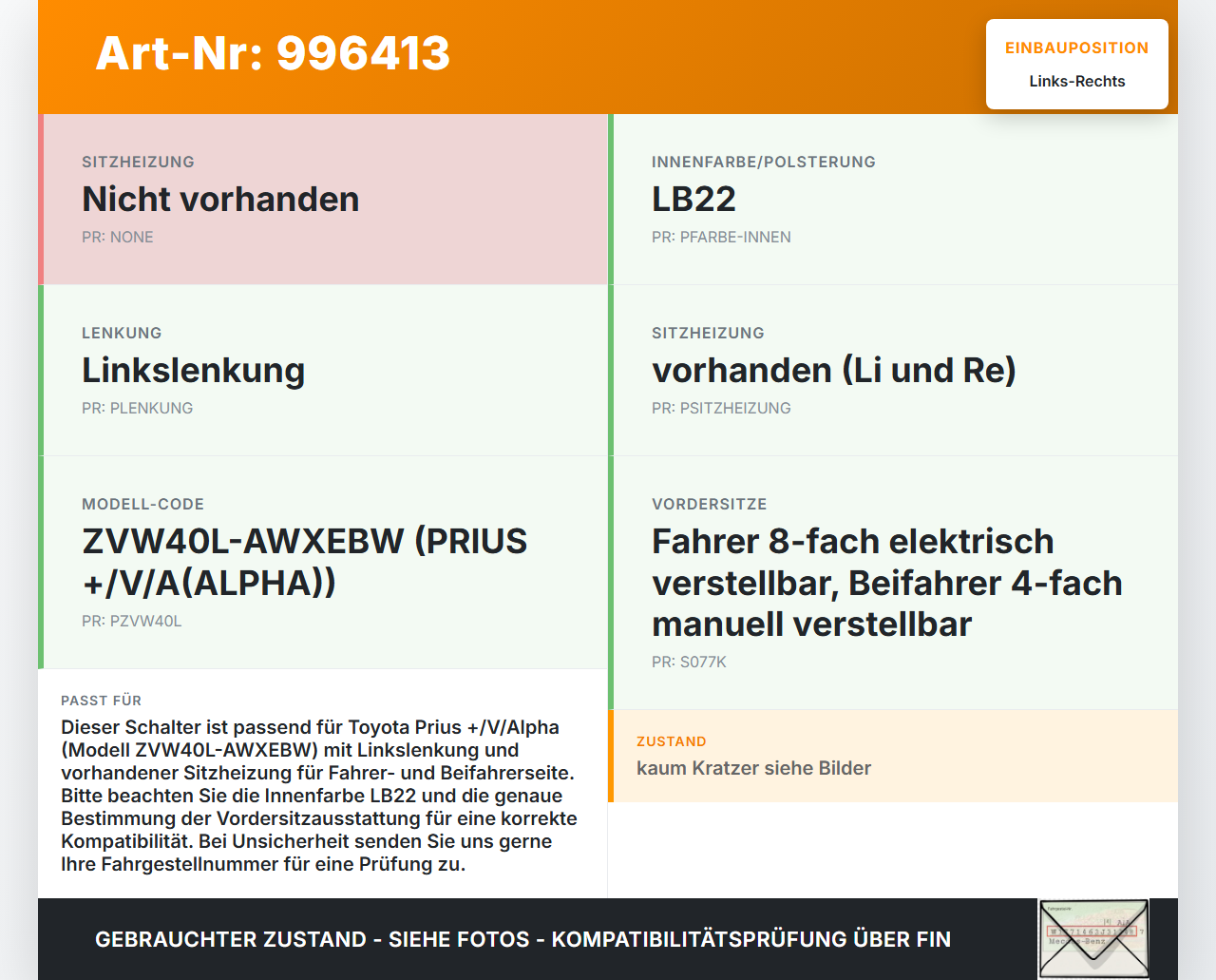 Toyota Prius + Plus W40 Schalter Regler für Sitzheizung Links und Rechts Toyota Prius + Plus W40 15.11.2015... Vorschau 3