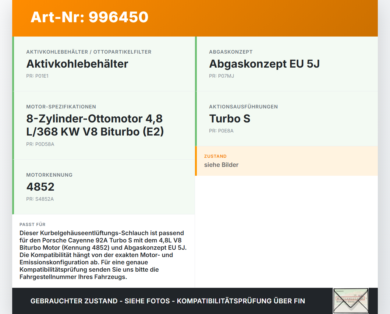 Porsche Cayenne 92A Turbo S 4,8 405KW Kurbelgehäuseentlüftungs- Schlauch Porsche Cayenne 92A Turbo S 20.06.2014... Vorschau 3