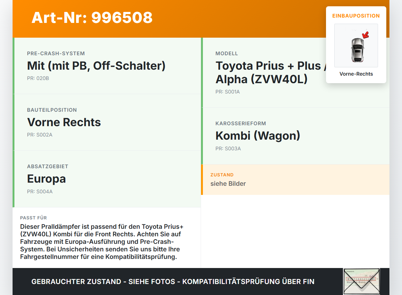 Toyota Prius + Plus W40 Pralldämpfer für Träger Stoßstange Vorne Rechts Toyota Prius + Plus W40 15.11.2015... Vorschau 3