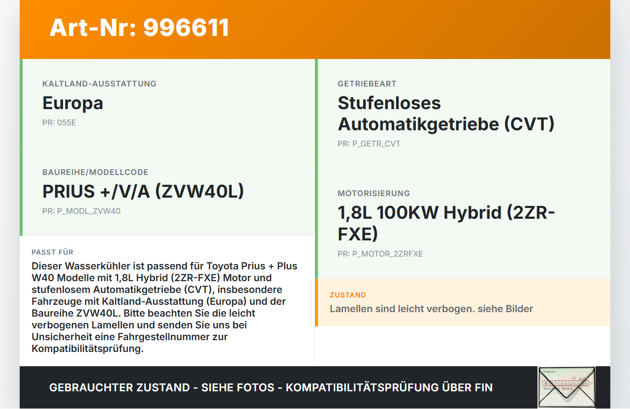Toyota Prius + Plus W40 1,8 100KW Wasserkühler Kühler Zusatzkühler Toyota Prius + Plus W40 15.11.2015 1640037290... Vorschau 3