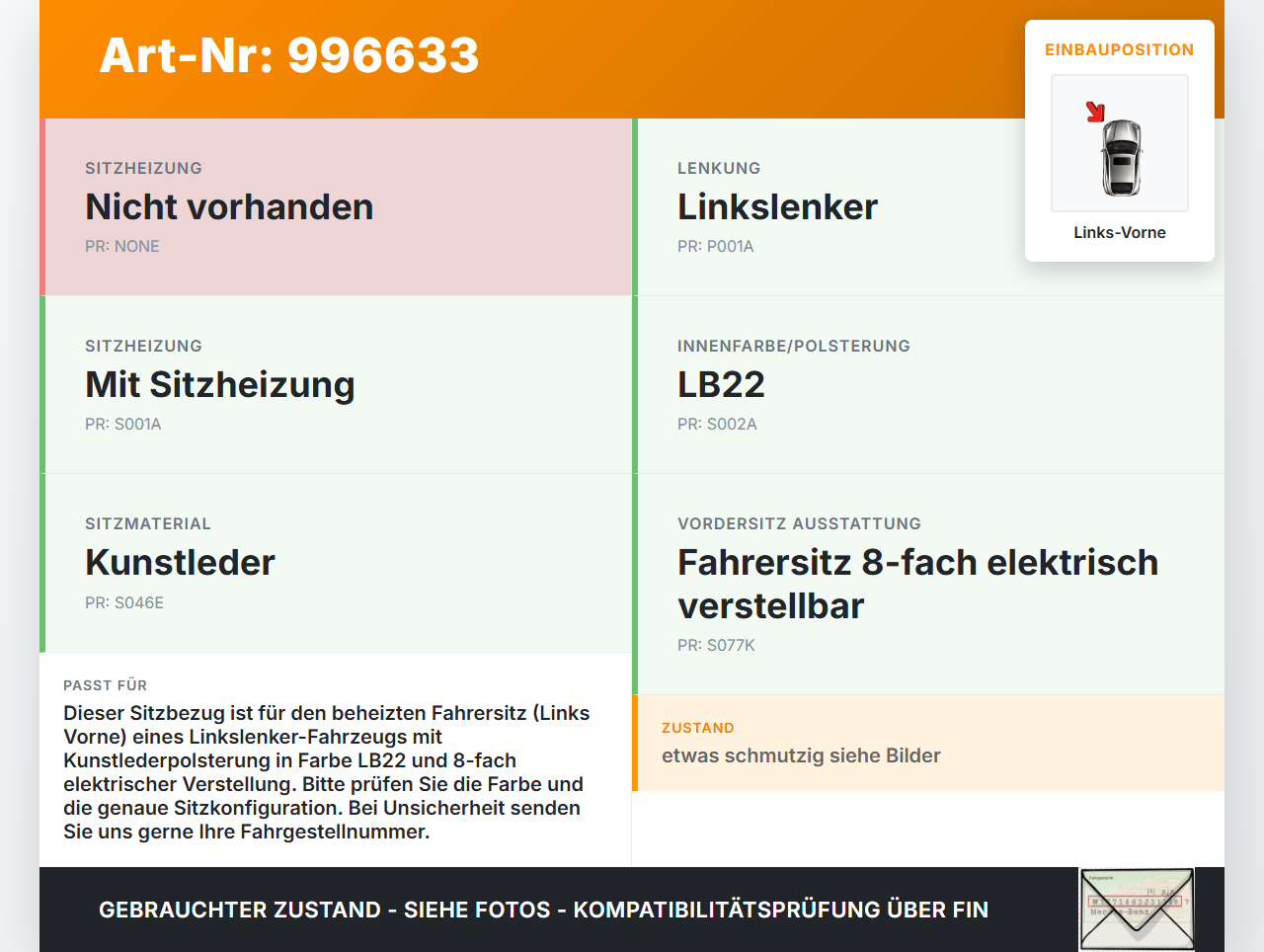 Toyota Prius + Plus W40 Kombi Sitzbezug Sitzpolster für Fahrersitz Sitz Links Vorne beheizt Toyota Prius + Plus W40... Vorschau 3