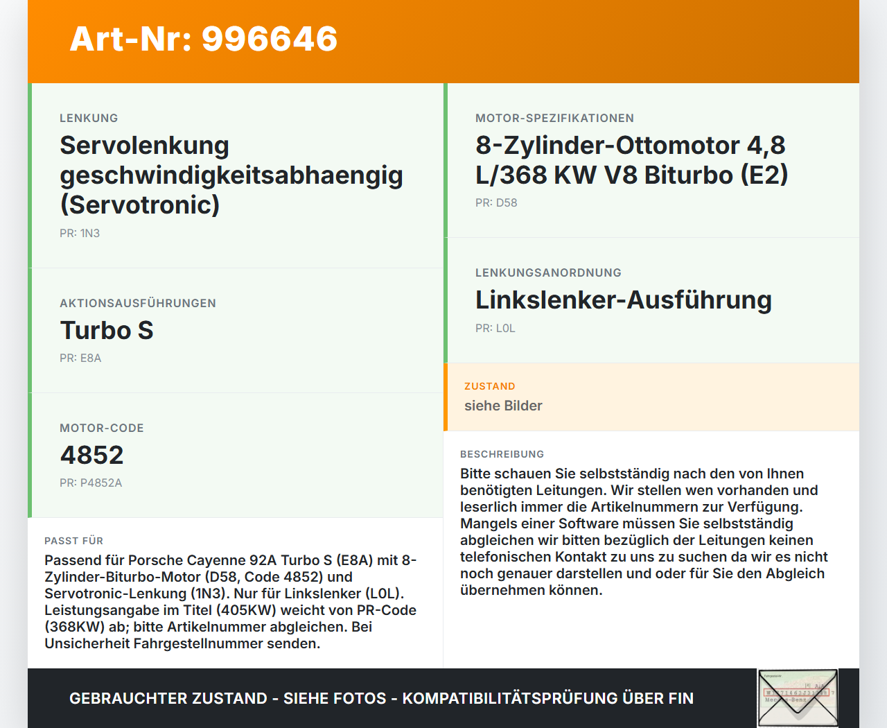 Porsche Cayenne 92A Turbo S 4,8 405KW Servo Schlauch Servoleitung Porsche Cayenne 92A Turbo S 20.06.2014... Vorschau 3