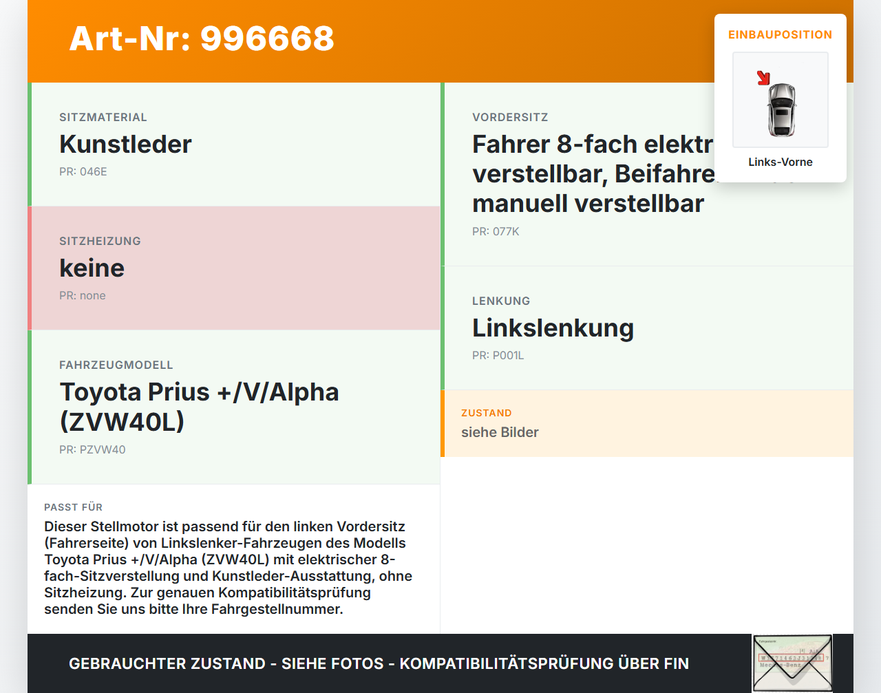 Toyota Prius + Plus W40 Stellmotor für Elektr. Sitzverstellung Links Vorne Toyota Prius + Plus W40 15.11.2015... Vorschau 3