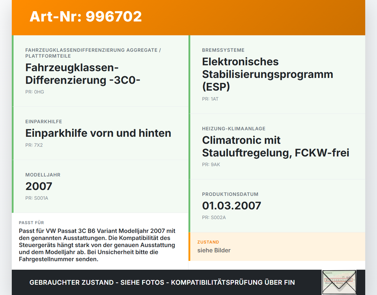 VW Passat 3C B6 06-10 Steuergerät Diagnose-Interface Datenbus VW Passat 3C B6 06-10 29.05.2007 3C0907530C... Vorschau 3