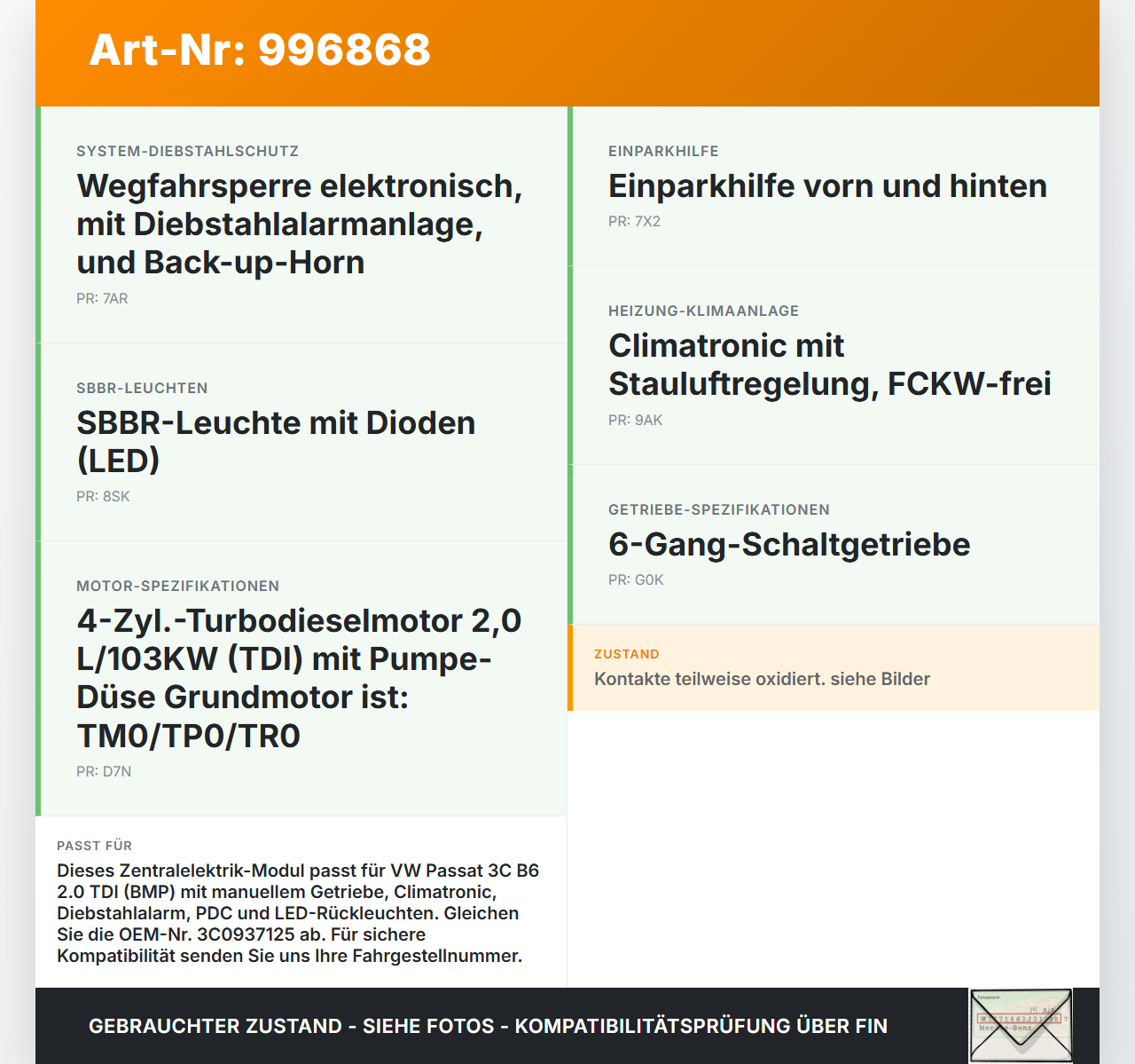 VW Passat 3C B6 06-10 2,0 125KW - --Sicherungs Zentralelektrik VW Passat 3C B6 06-10 29.05.2007 3C0937125 6359-2777... Vorschau 3