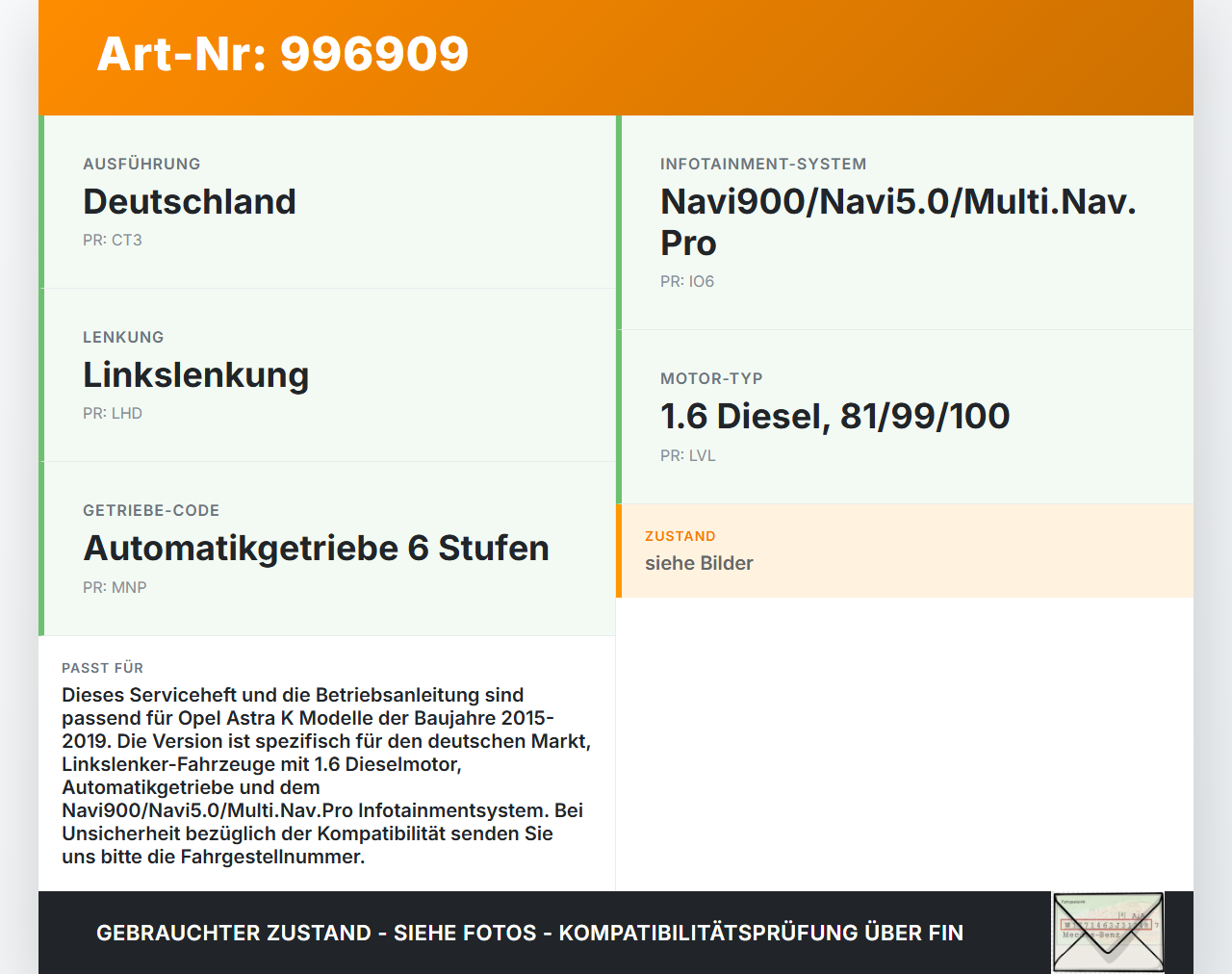 Opel Astra K B16 15-19 Serviceheft Betriebsanleitung Anleitung Bordmappe Opel Astra K B16 15-19 09.05.2017 gebraucht Vorschau 3