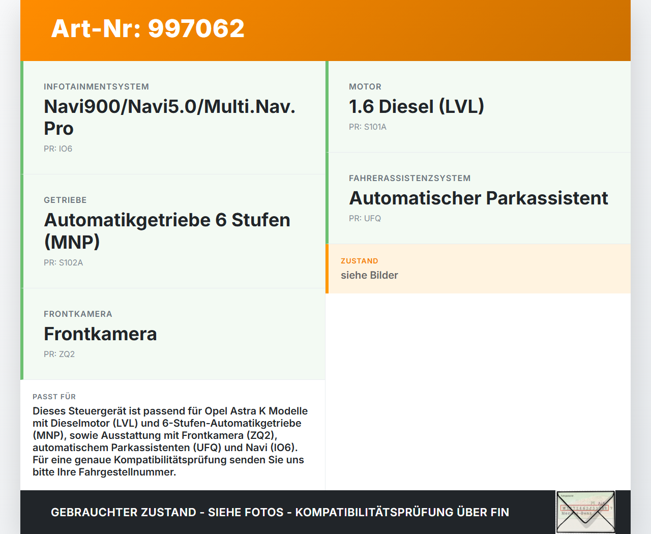 Opel Astra K B16 15-19 Steuergerät ECU Modul Gateway SG Opel Astra K B16 15-19 09.05.2017 13514855 F00HJ01659... Vorschau 3