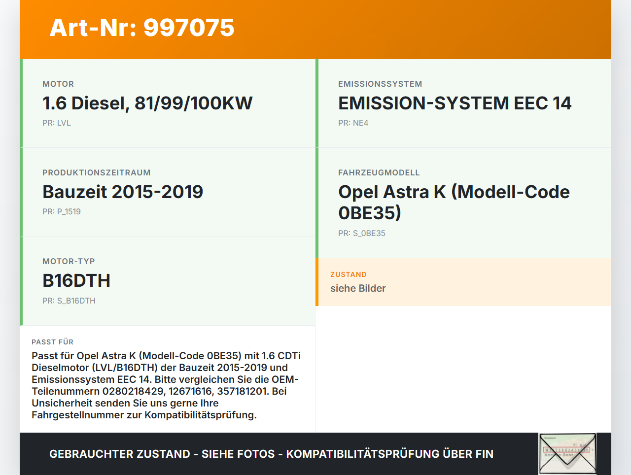 Opel Astra K B16 15-19 CDTi 1,6 100KW Luftmassenmesser Opel Astra K B16 15-19 09.05.2017 0280218429 12671616... Vorschau 3