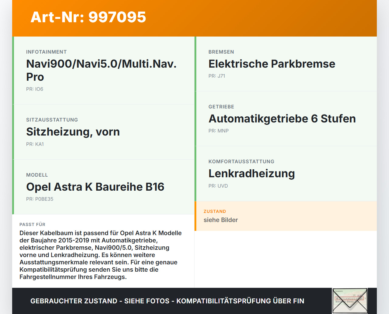 Opel Astra K B16 15-19 Kabelbaum Innen für Mittelkonsole Opel Astra K B16 15-19 09.05.2017 34215512B 12015003A gebraucht Vorschau 3