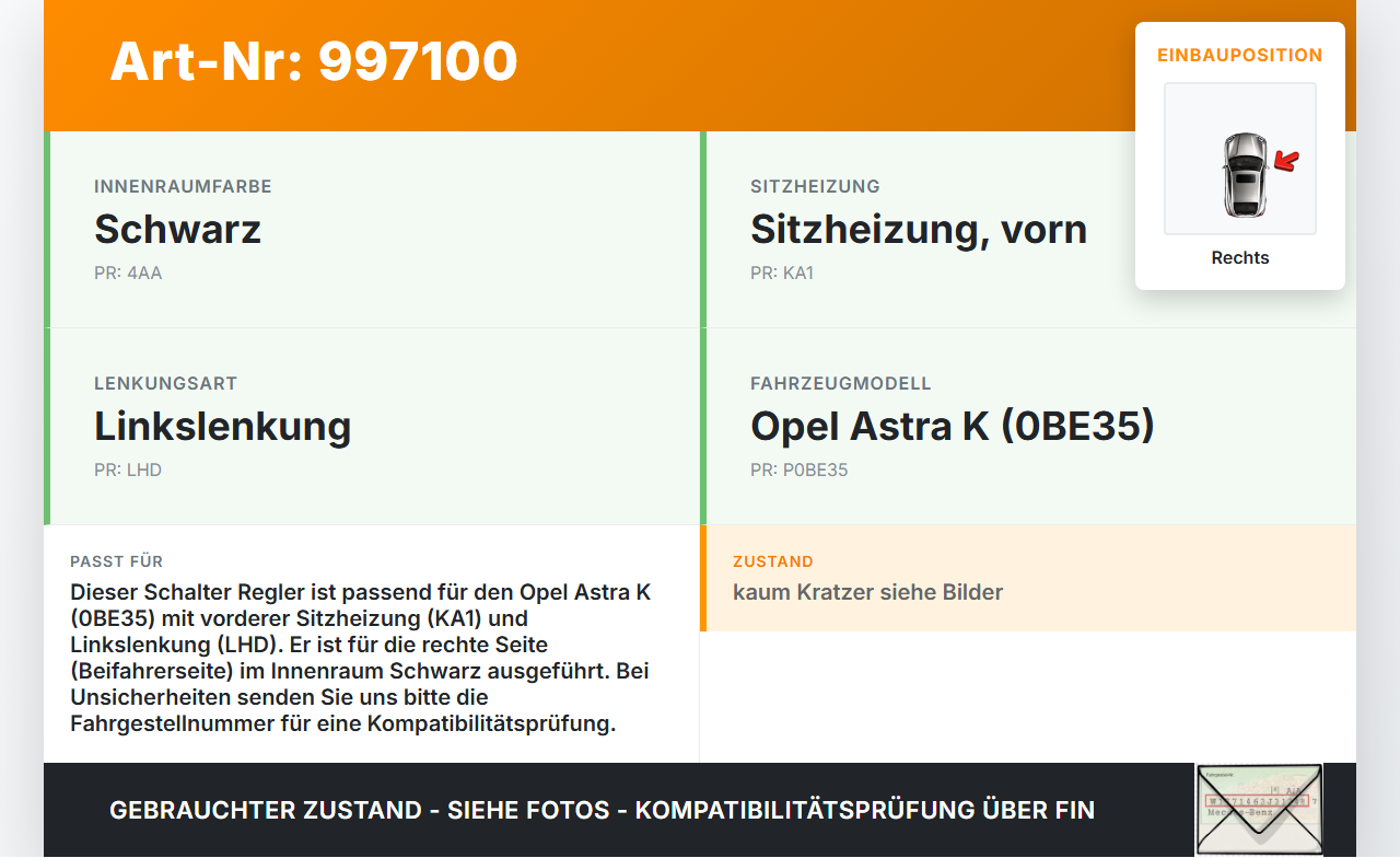 Opel Astra K B16 15-19 Schalter Regler für Sitzheizung Rechts Opel Astra K B16 15-19 09.05.2017 gebraucht Vorschau 3