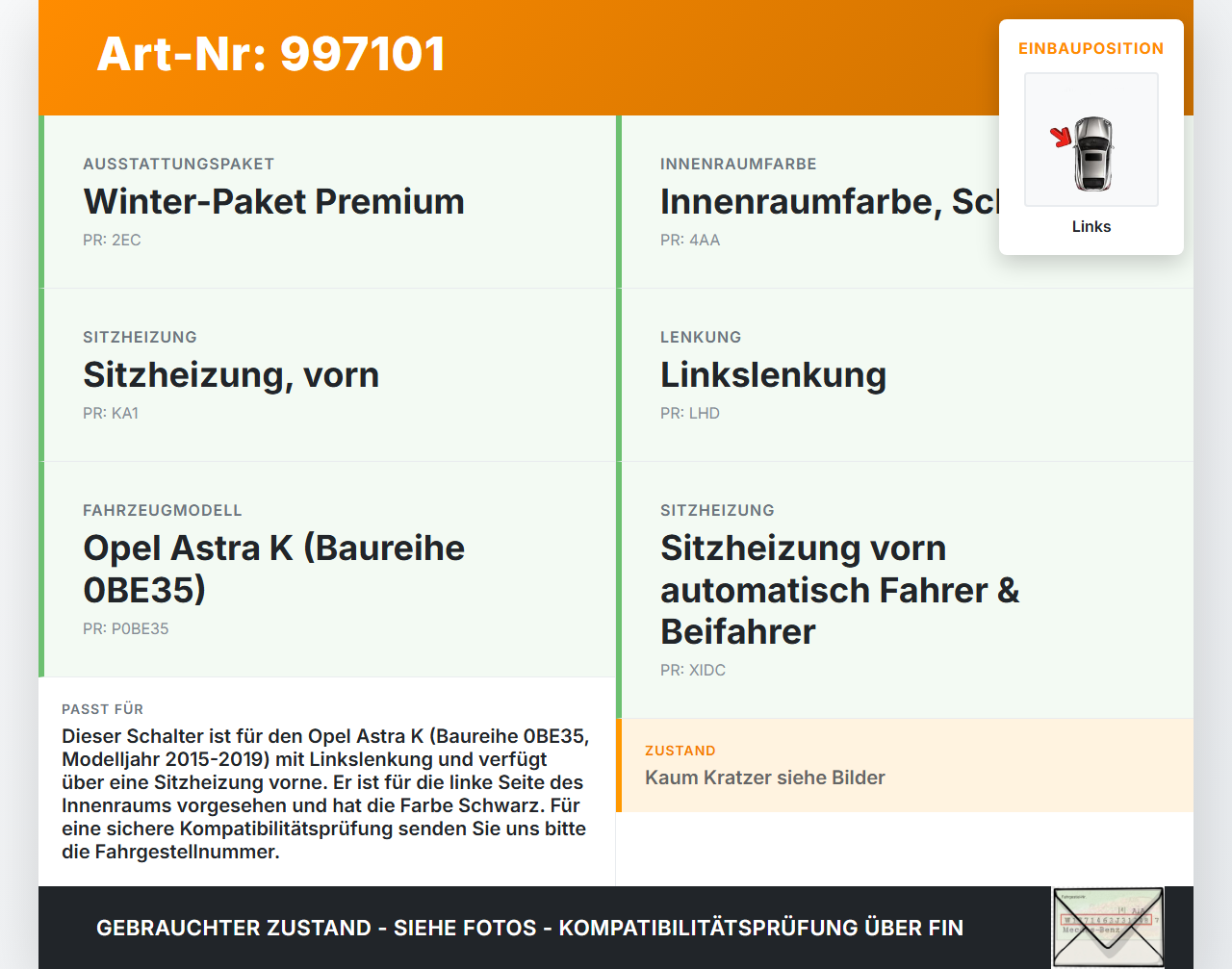 Opel Astra K B16 15-19 Schalter Regler für Sitzheizung Links Opel Astra K B16 15-19 09.05.2017 gebraucht Vorschau 3