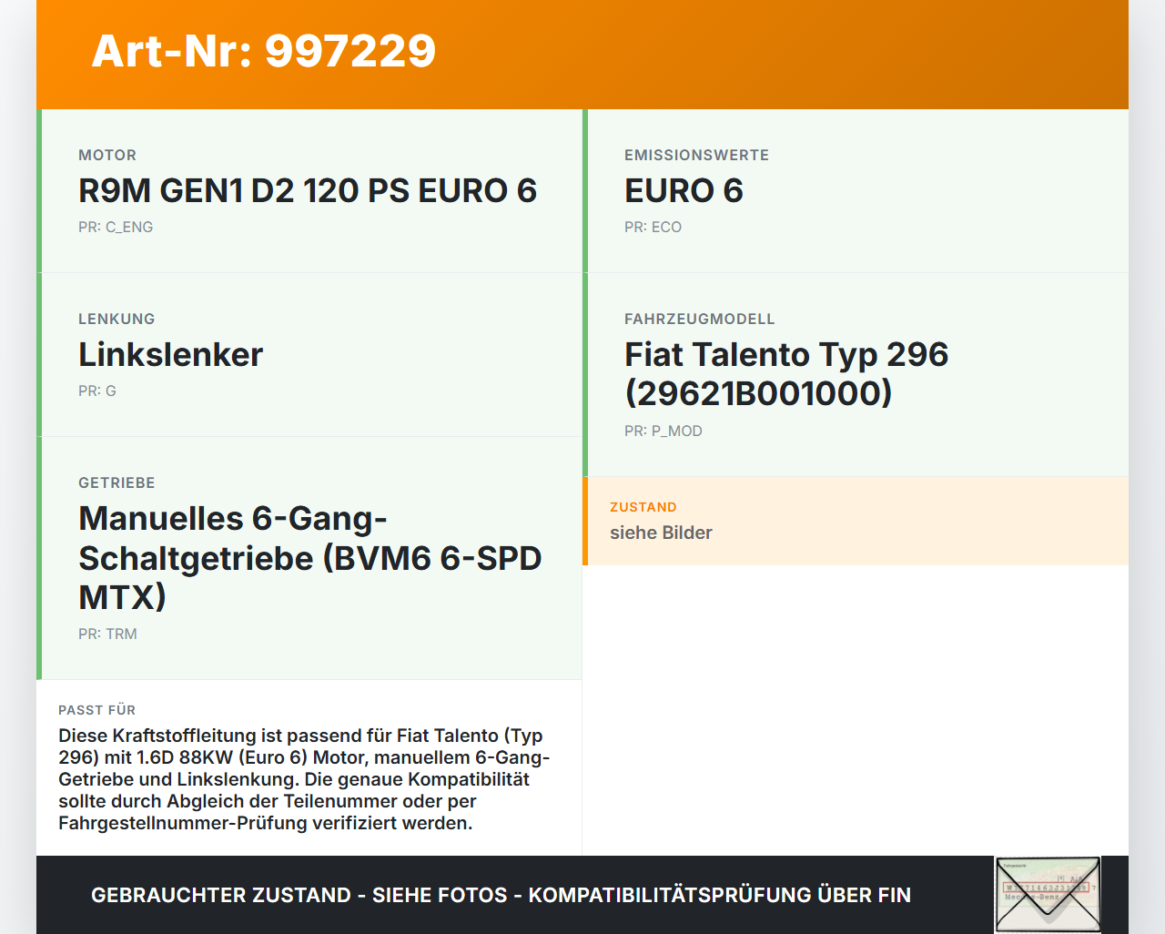 Fiat Talento 296 16-21  1,6D 88KW Leitung Kraftstoffleitung Kraftstoffschlauch Fiat Talento 296 16-21 10.07.2018... Vorschau 3