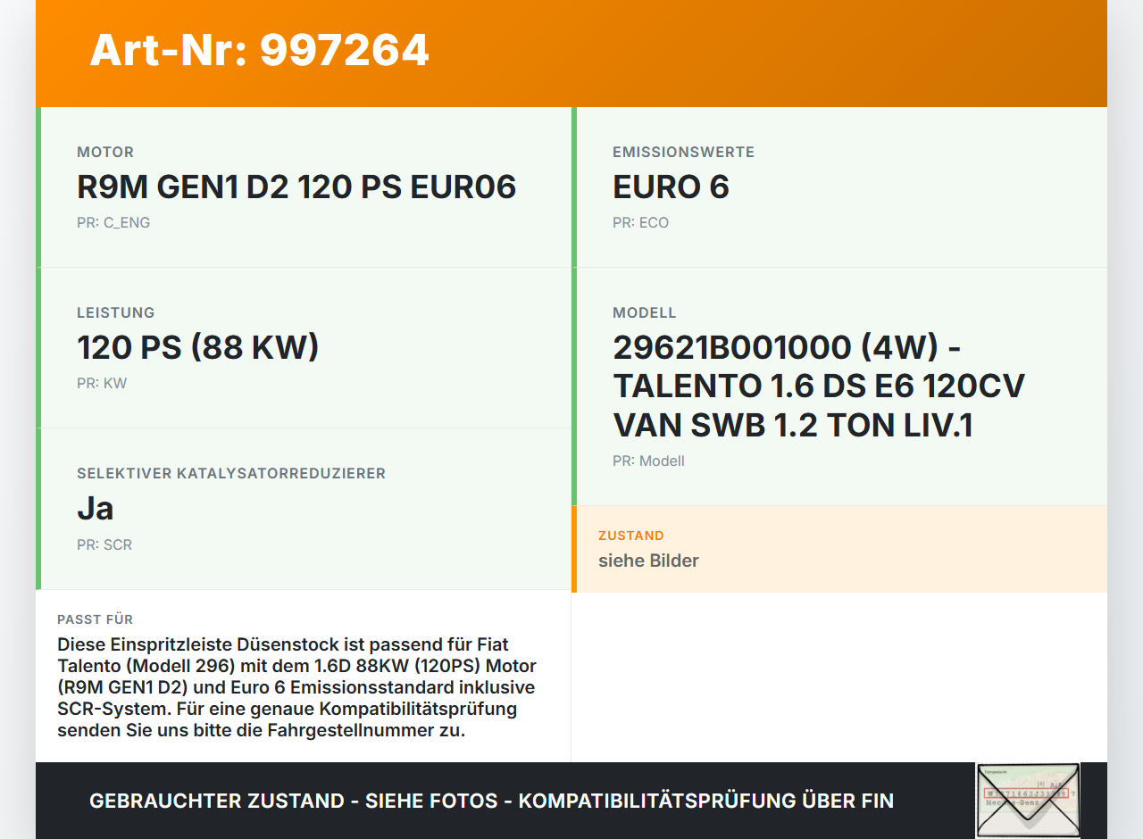 Fiat Talento 296 16-21  1,6D 88KW Einspritzleiste Düsenstock für Einspritzanlage Fiat Talento 296 16-21 10.07.2018... Vorschau 3