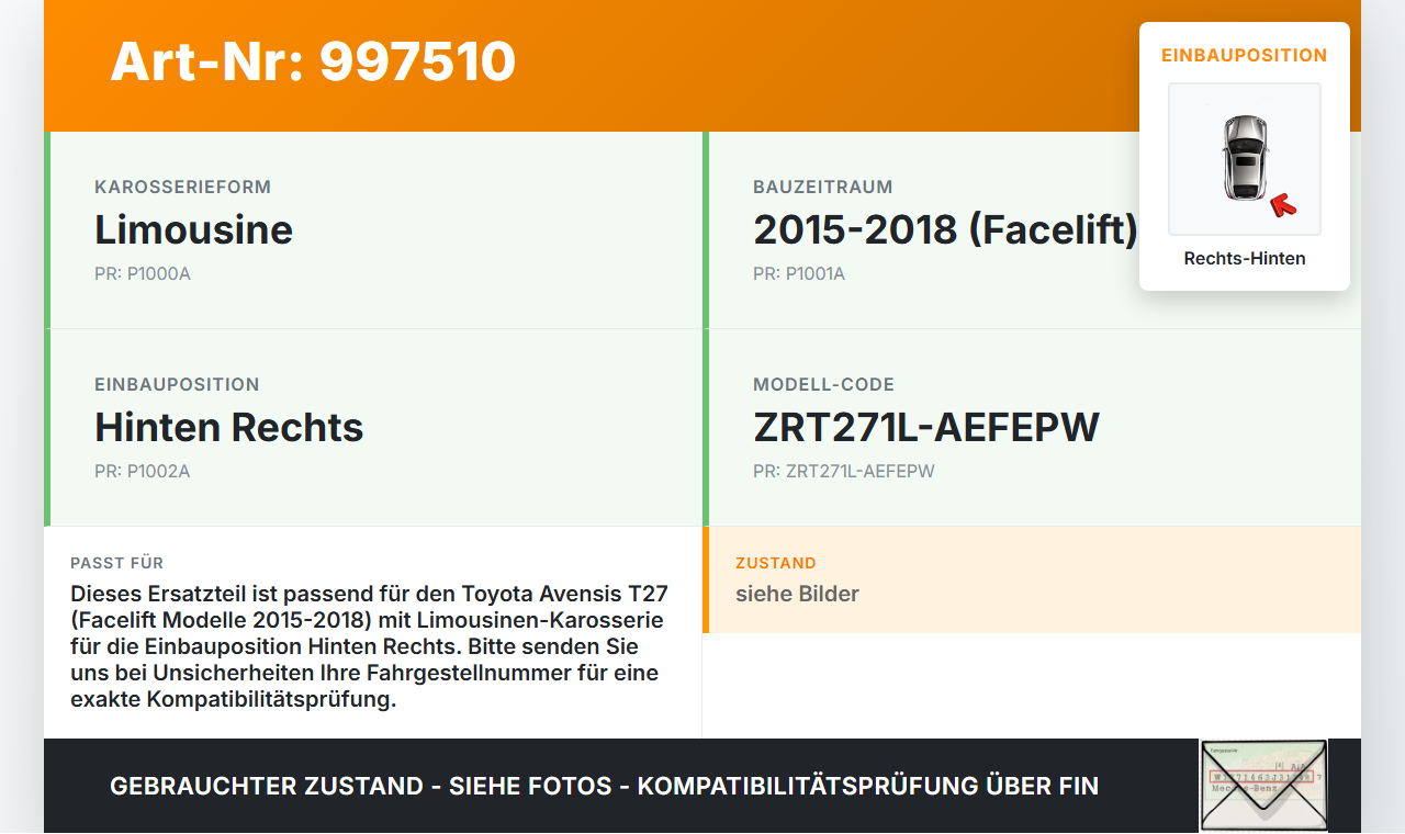 Avensis T27 15-18 Lim Halter Träger Aufnahme Führung für Stoßstange Rechts Hinten Avensis T27 15-18 20.01.2016... Vorschau 3