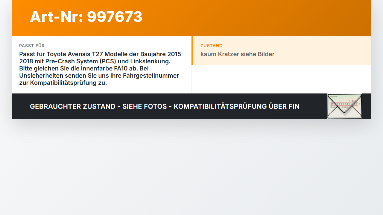 Avensis T27 15-18 Schalter für Radar Auffahrschutz PCS Avensis T27 15-18 20.01.2016 8477005011 15D123 gebraucht Vorschau 3