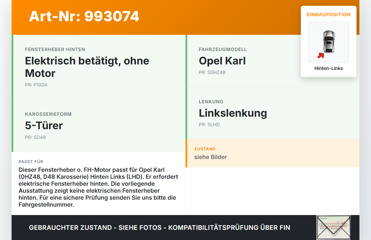 Opel Karl 5T Fensterheber o. FH-Motor Hinten Links Opel Karl 2017 42439348 gebraucht Vorschau 3