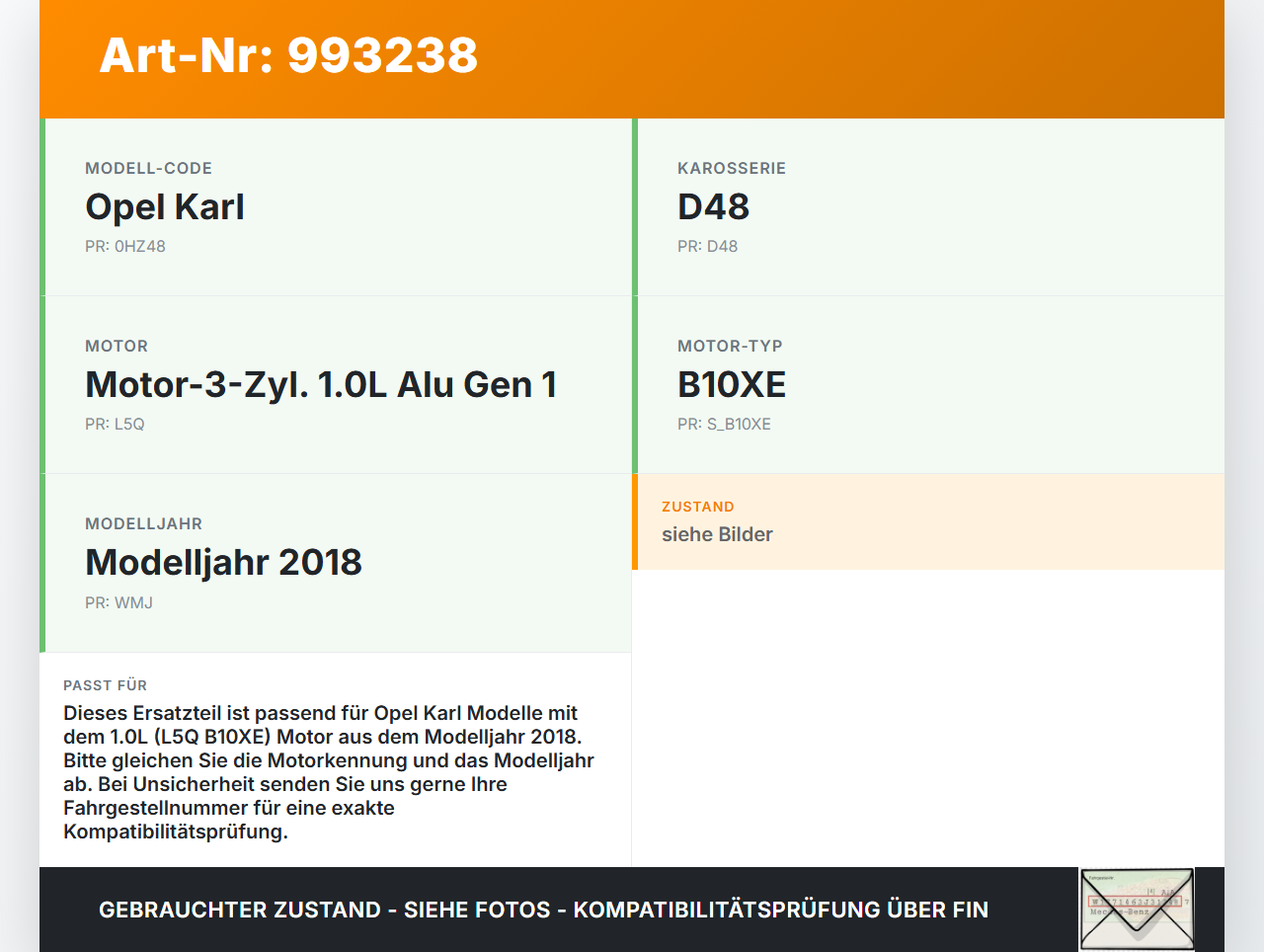 Opel Karl 1,0 55KW L5Q B10XE Nockenwellenverstellung Verstellung für Nockenwelle Opel Karl 2017 12643698 6365000... Vorschau 3